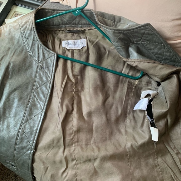 MaxMara Vintage Green Women’s Genuine Leather Jacket made in Italy (US SZ 12) - Picture 11 of 16